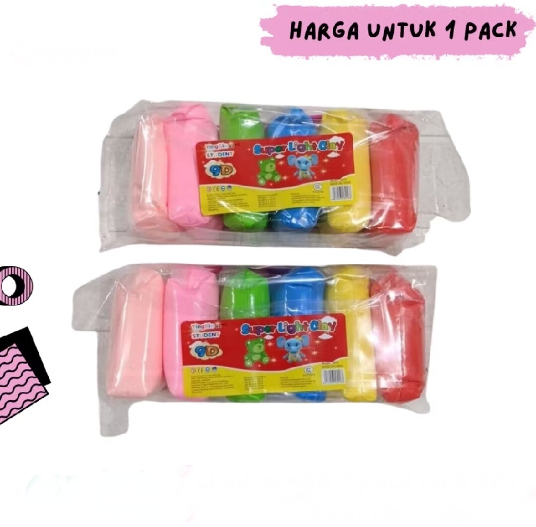 Mainan anak kerajinan super light clay jumbo isi 6pcs murah mainan edukasi clay jumbo isi 6 warna