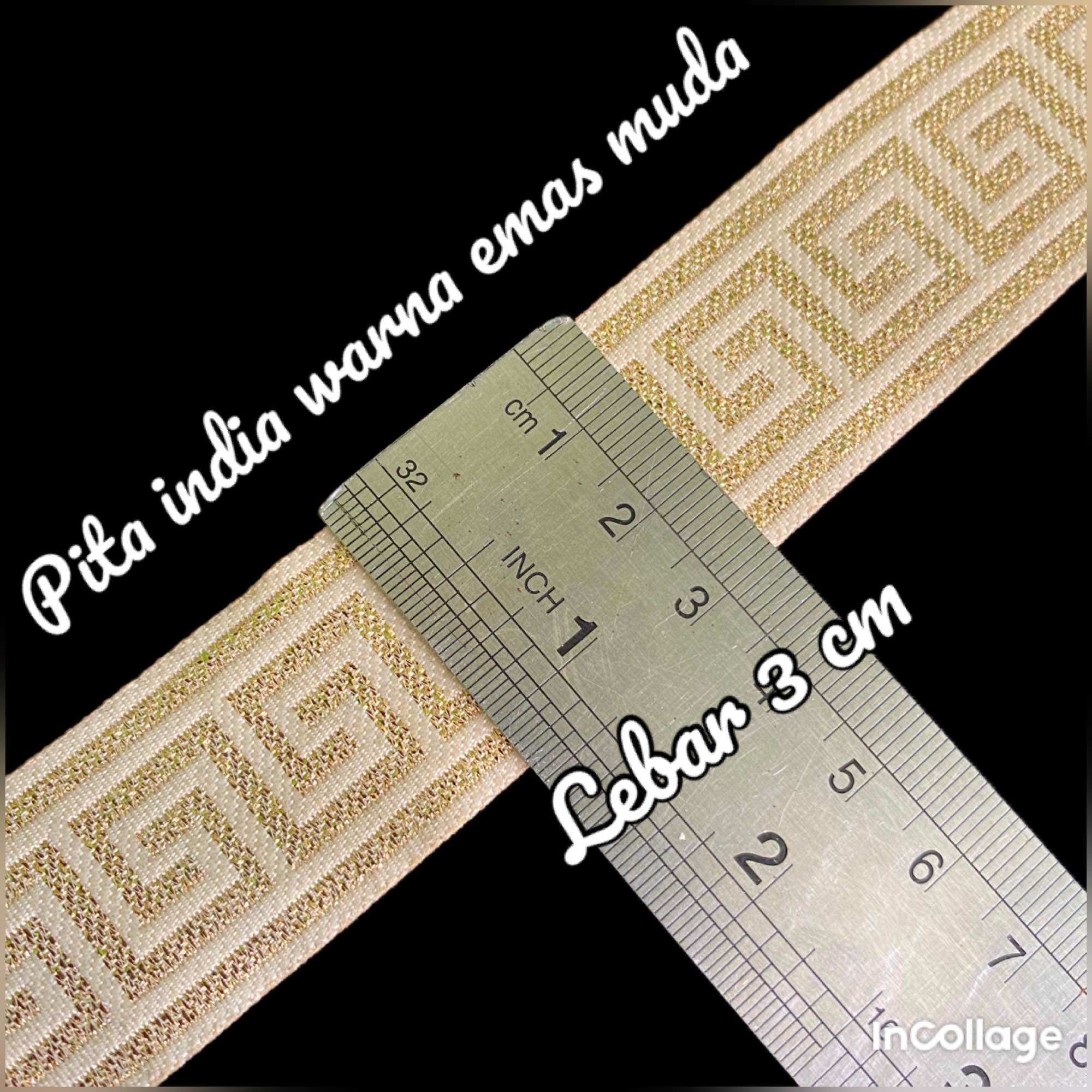 Harga per meter pita bordir mas lebar 3 cm