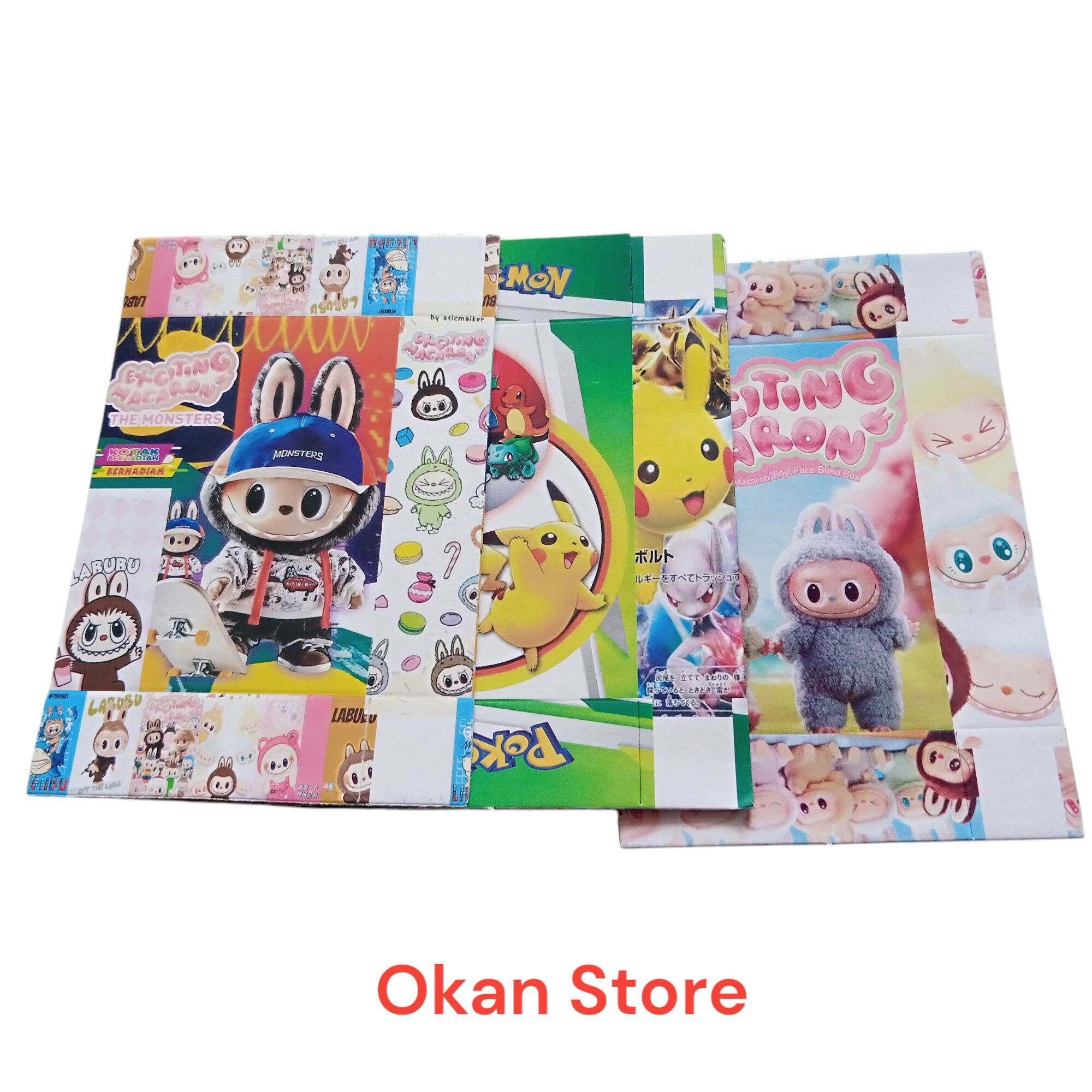 100 Lembar Kotak Kado Kosong ukuran 9x7 cm Motif Campur.