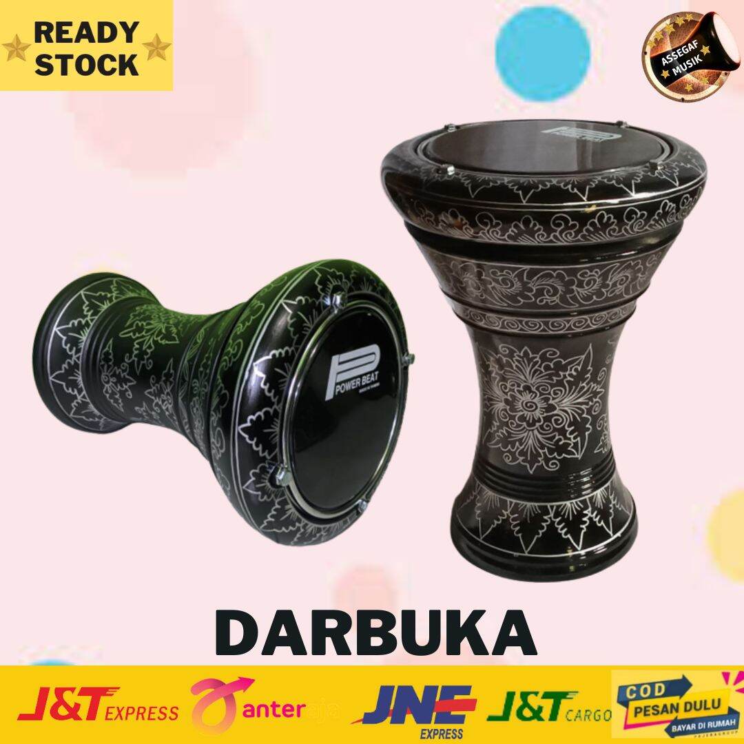 DARBUKA 8 INCH MIKA POWER BEAT HITAM MOTIF BATIK, DUMBUK BATU 8 INCH