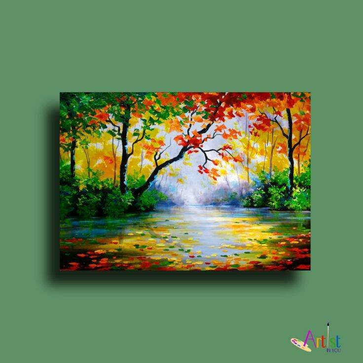 lukisan minimalis lukisan asli tangan sudah dengan rangka kayu ukuran 30x40cm