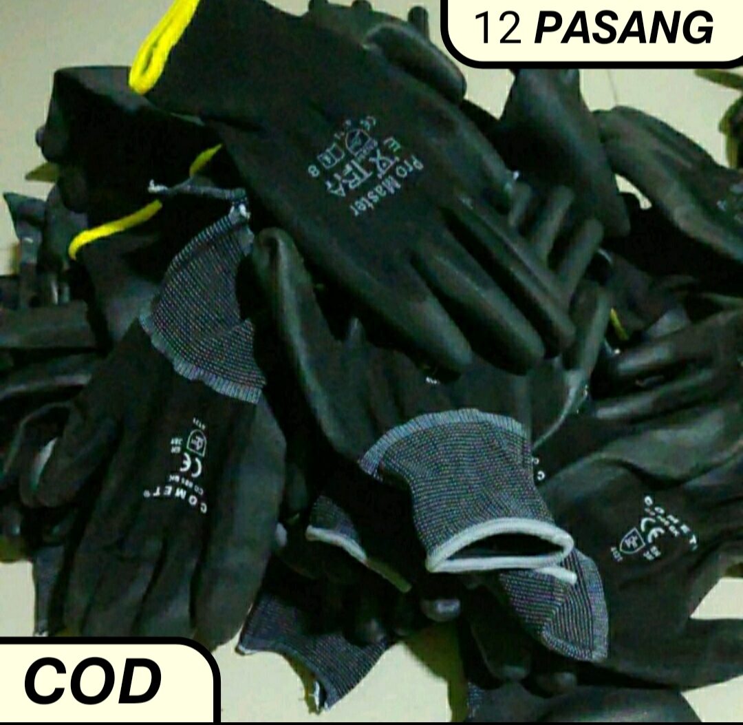 Sarung Tangan Comet Hitam 12 Pasang 1 Lusin Lapis Karet Grosir Merk ...