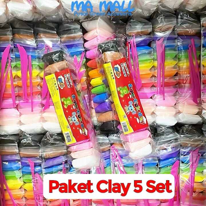 Paket 5 Pak Clay Mainan Edukasi Anak isi 12 pcs Mainan Clay Lilin Anak isi 12pcs B13 Paket C9
