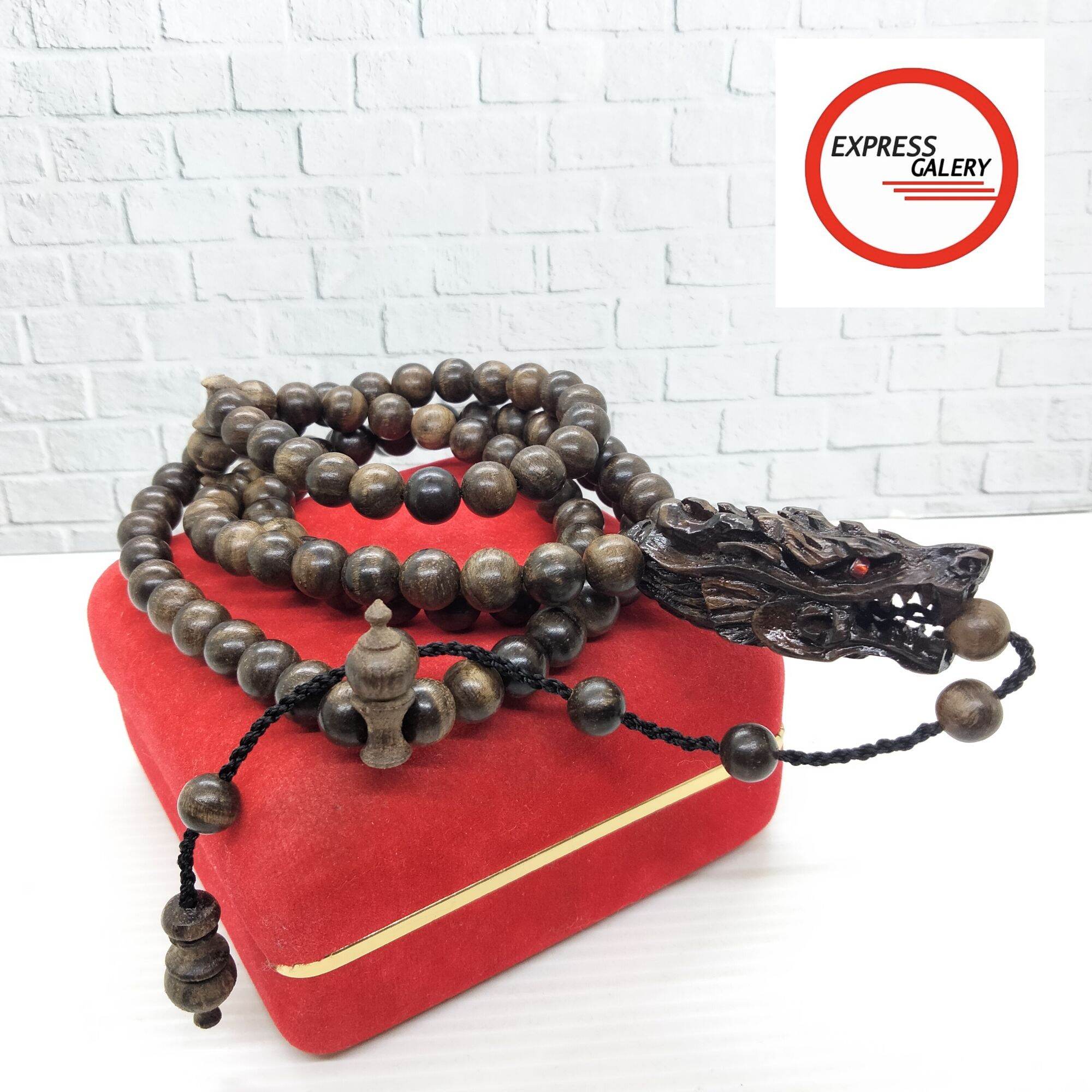 tasbih kayu kalimosodo kepala ukir naga X149