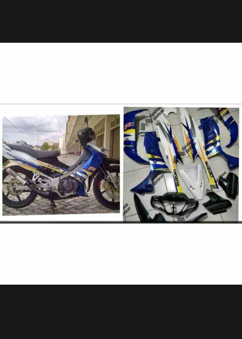 cover body set satria hiu satria malaysia cover bodi satria 2tak glossy bodi halus gratis stiker Harga 1,175,000 rupiah*Gratis Ongkir