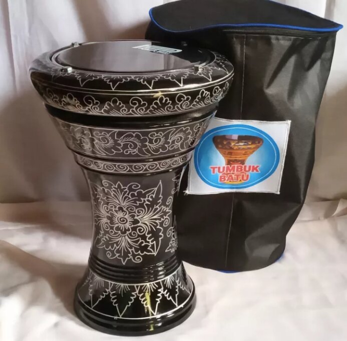 Tumbuk Batu Atau Darbuka / Atau Dumbuk Batu / 6 inci Hitam Silver