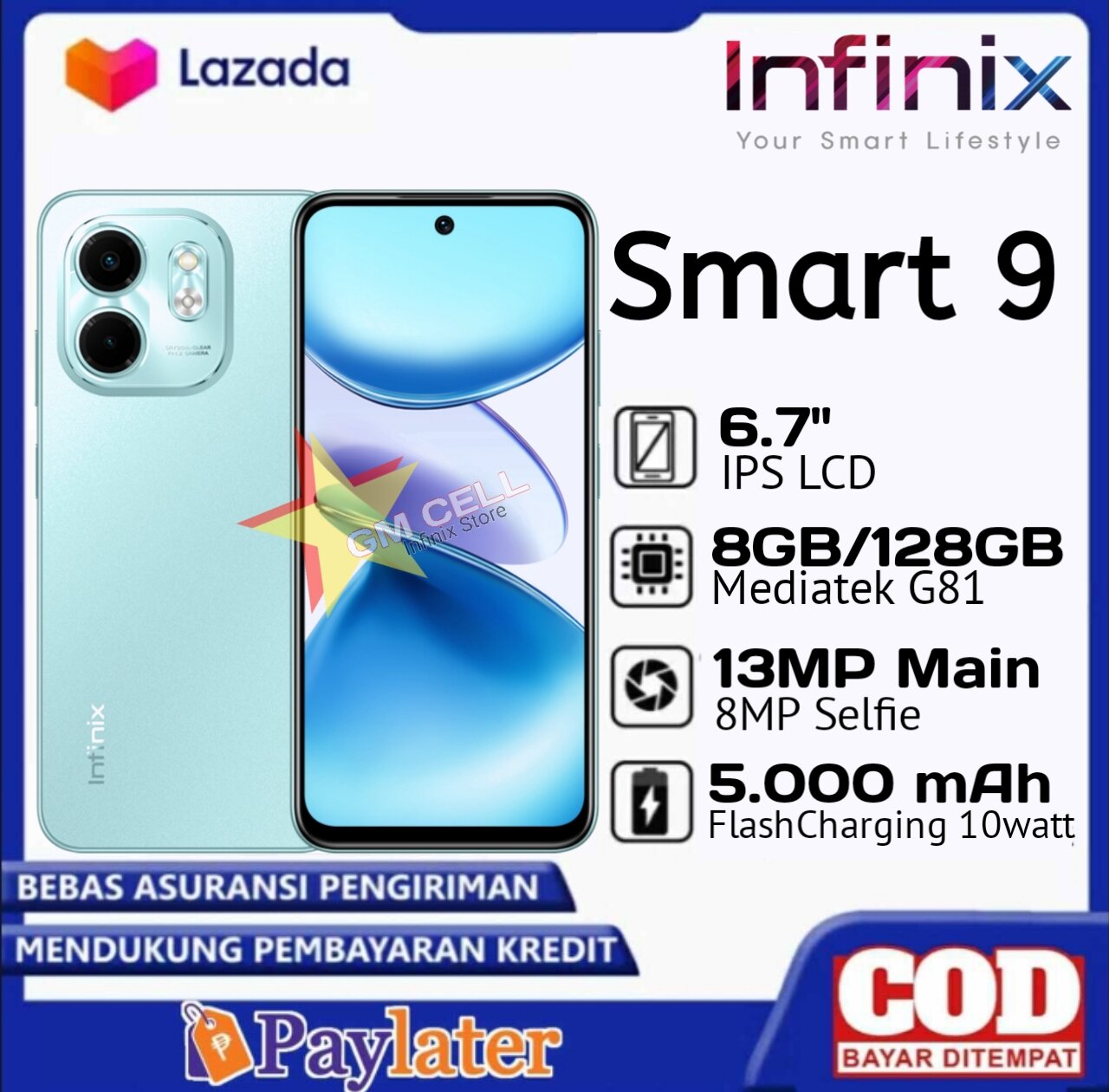 Infinix Smart 9 Ram 8+128Gb 6.7 Inch Screen. Original Infinix Official Guarantee 1 Year! ! Cheap Giá 1,050,000 Đồng*Miễn phí vận chuyển