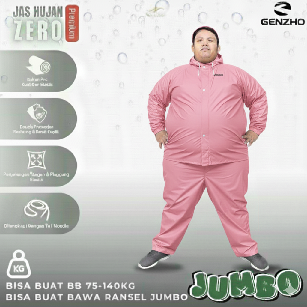 Genzho Raincoat Big Size Adult Raincoat, Best-Selling Jumbo Size Harga 15,985 rupiah*Gratis Ongkir
