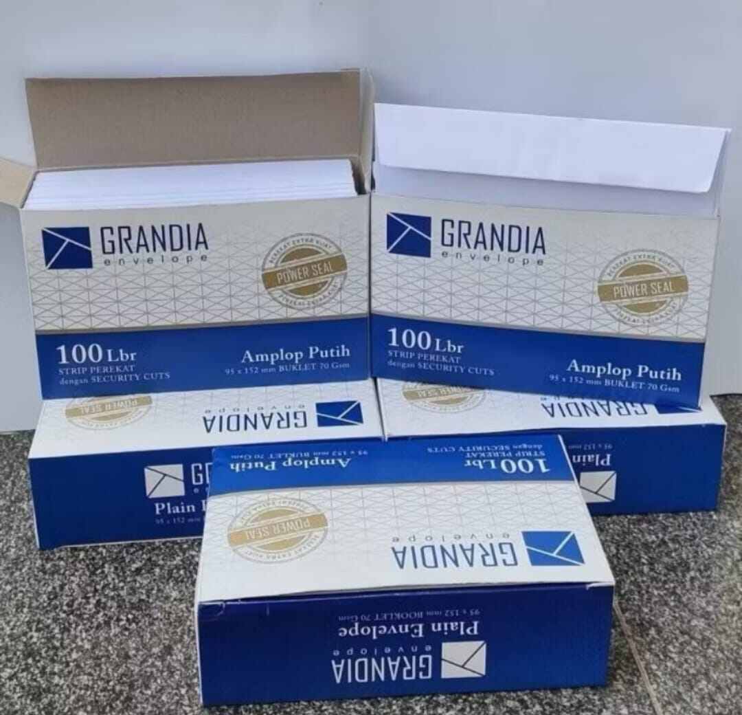 (1PAK) AMPLOP GRANDIA 100 PCS - AMPLOP 104 - AMPLOP POLOS ADA LEM PEREKAT / AMPLOP PUTIH / AMPLOP GRANDIA / AMPLOP MURAH