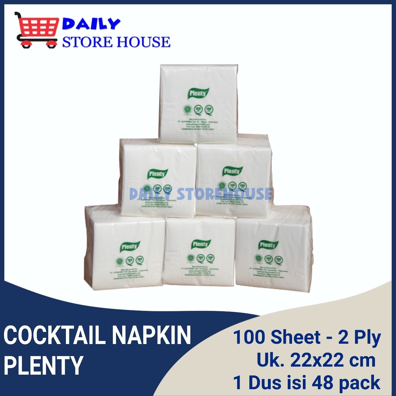 Tissue Cocktail Napkins Plenty 100 Sheets 2 Ply Tisu Meja Cafe Restoran