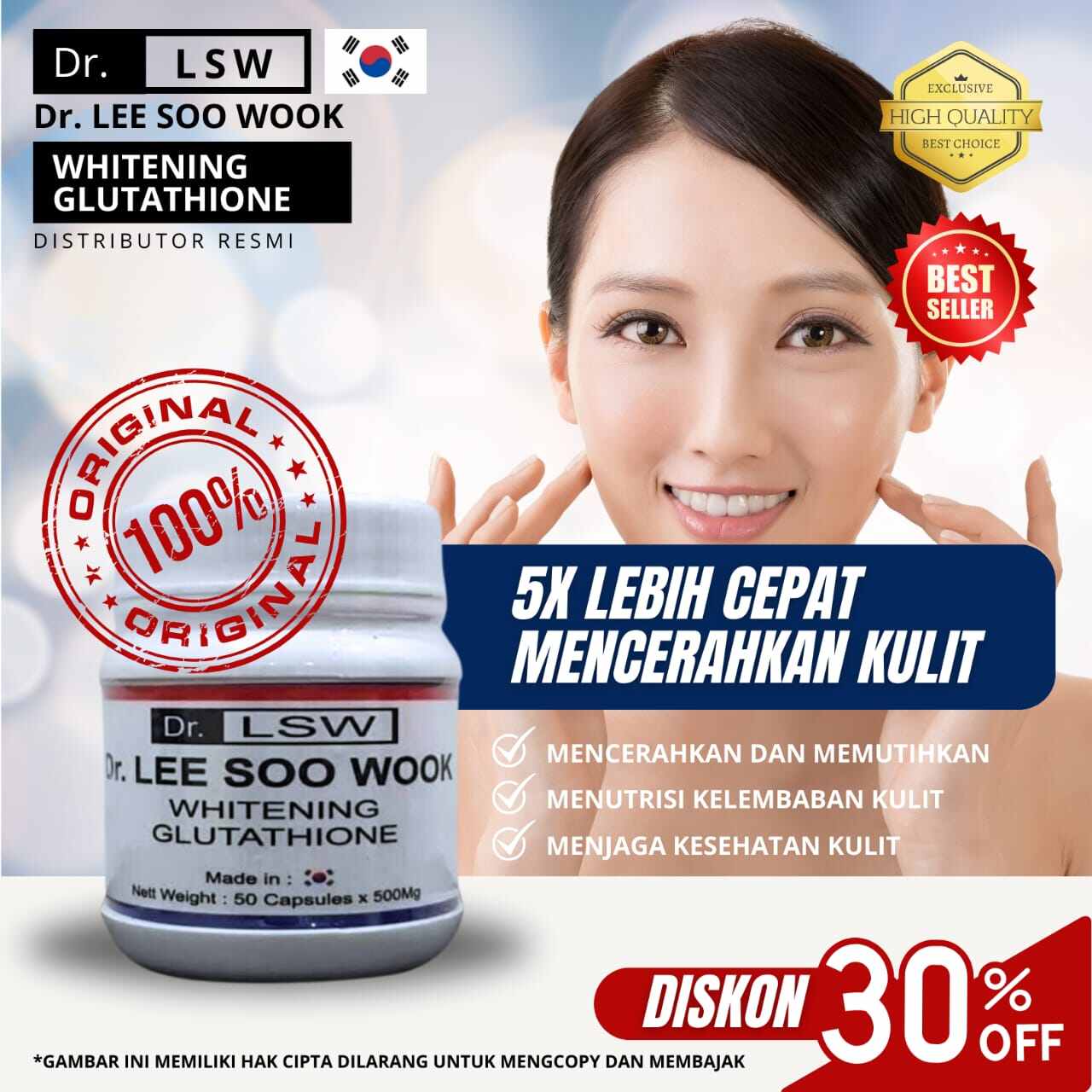 dr lee soo wook glutathione Dr LSW Lee Soo Wook Whitening Glutathione Kapsul Pemutih Korea