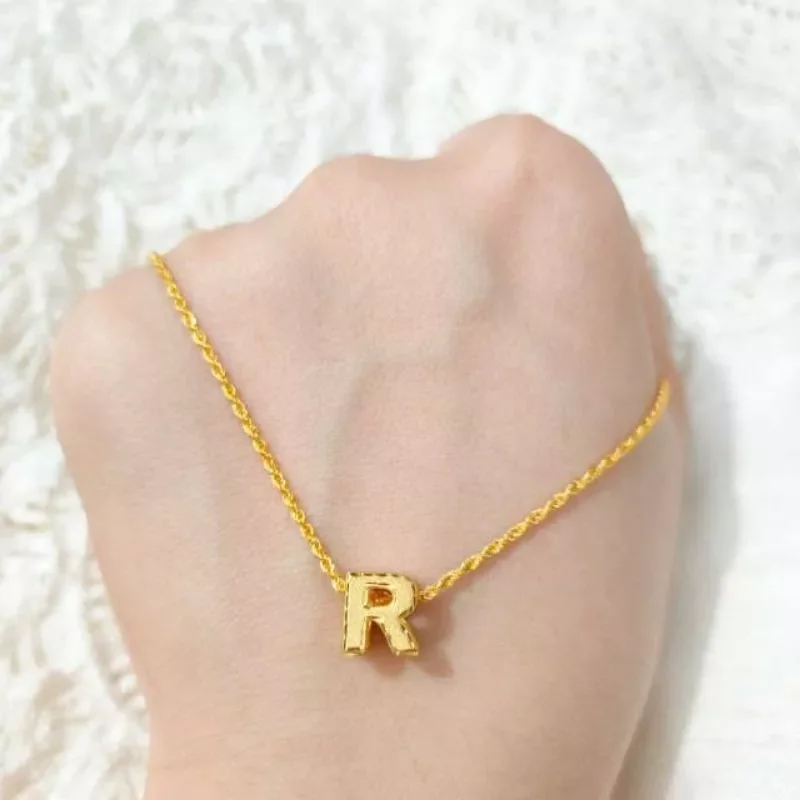 Set Kalung dan Liontin Inisial Huruf R Balok Koleksi Josean Elegant ...