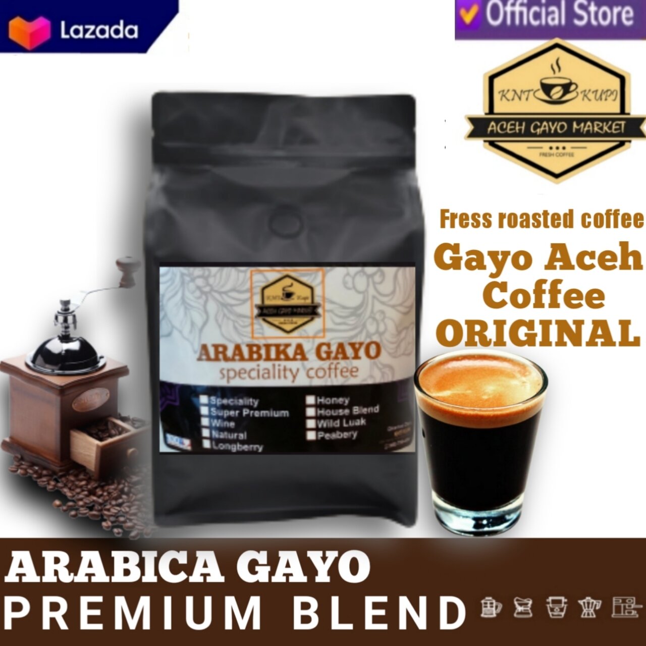 Arabica Gayo Aceh Espresso Original Blend Coffee Powder 1kg by Banda Aceh Market.