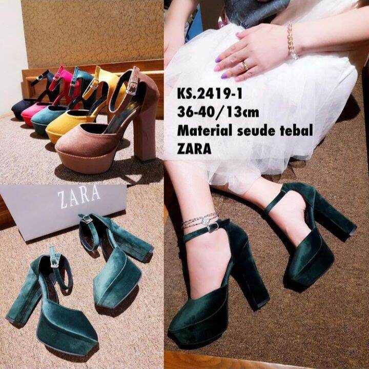 Heels Zara Suede 13cm /High Heels Suede Impor Fashion