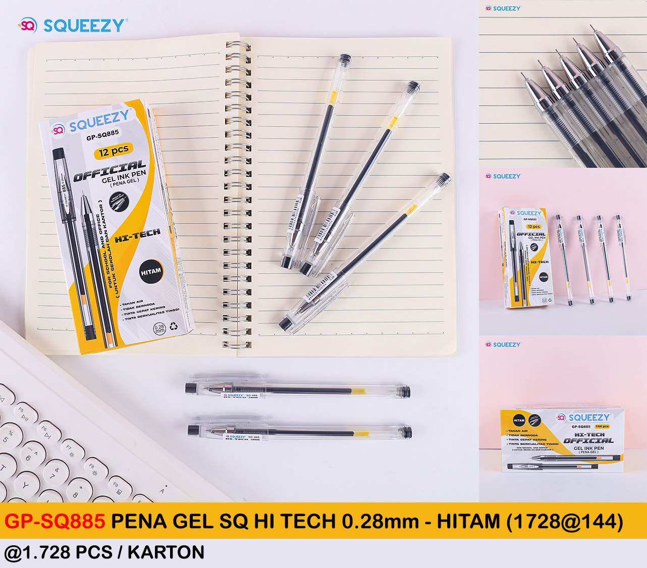 pulpen pena HI-TECH 028 mm isi 1 lusin / 12 pcs Squezy