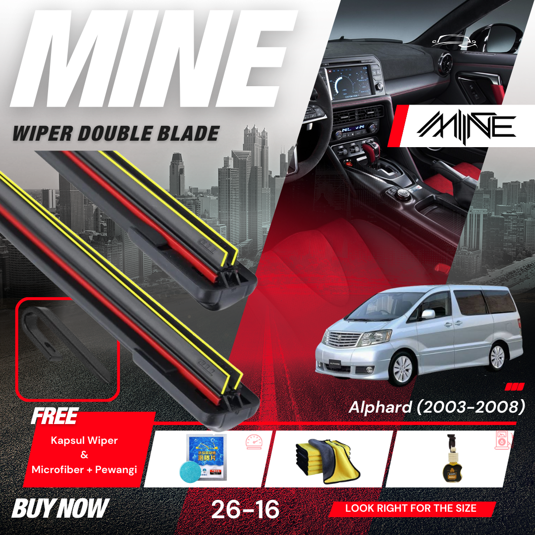 Wiper Frameless Double Blade TOYOTA ALPHARD 1 Pasang FREE BONUS Giá 47,250 Đồng*Miễn phí vận chuyển