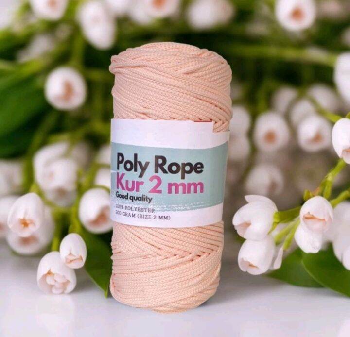 BENANG RAJUT POLY ROPE KUR 2MM GRAMASI 200 GRAM