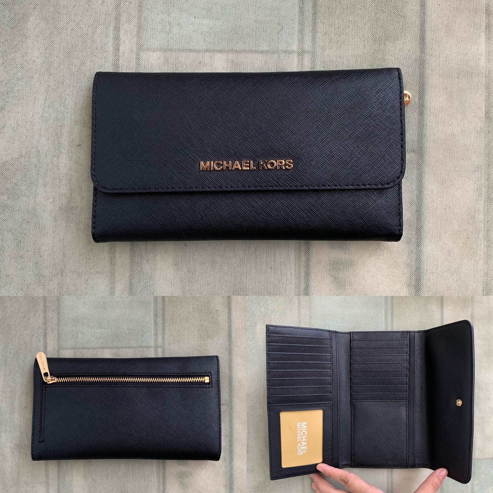 michael michael kors jet set large saffiano leather pocket wallet