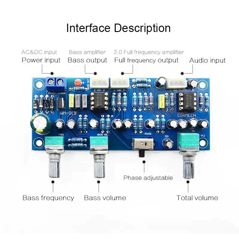 Tone Control 2.1 channel subwoofer preamp board Low Pass Filter Pre-AMP ...