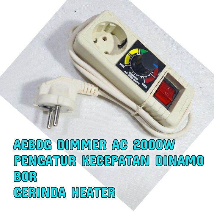 Aebdg Dimmer Ac 2000w Pengatur Kecepatan Gerinda Dimer Stop Kontak Fungsi Ganda Peredup Lampu