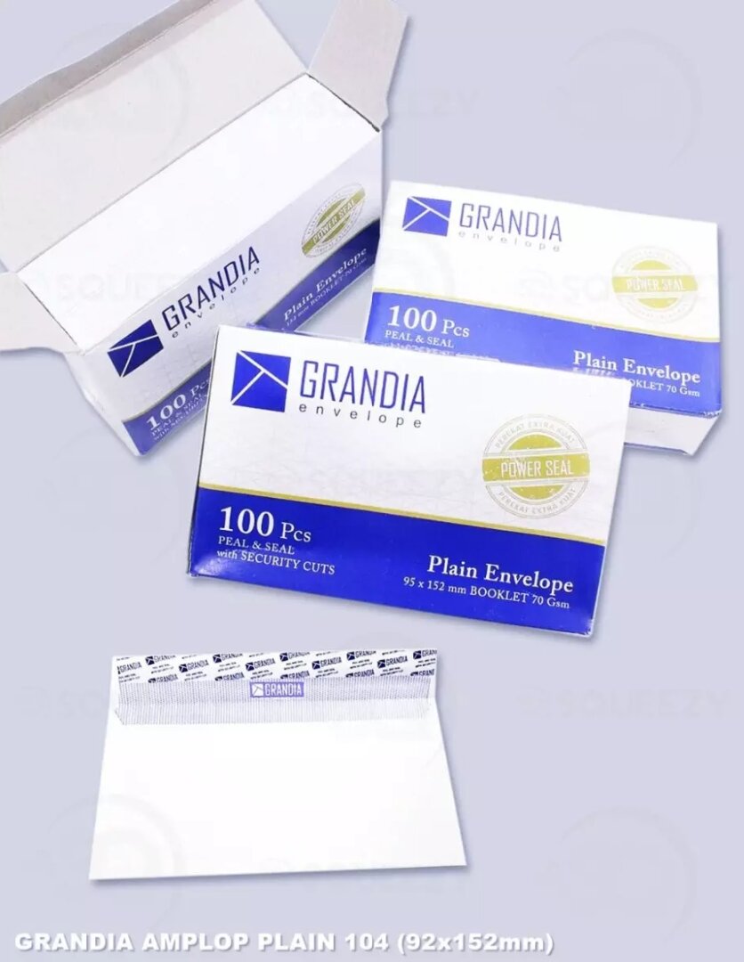 1 pak amplop grandia 104 polos isi 100 lembar