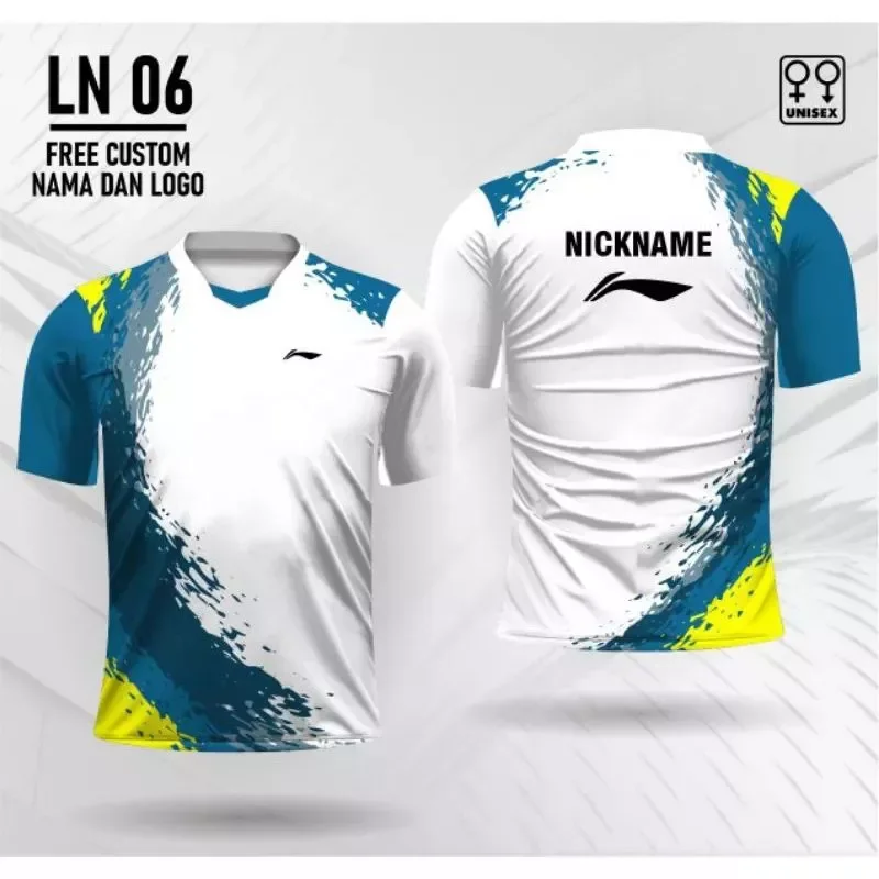 Jersey Badminton Lining Kaos Bulutangkis Full Print Custom Nama