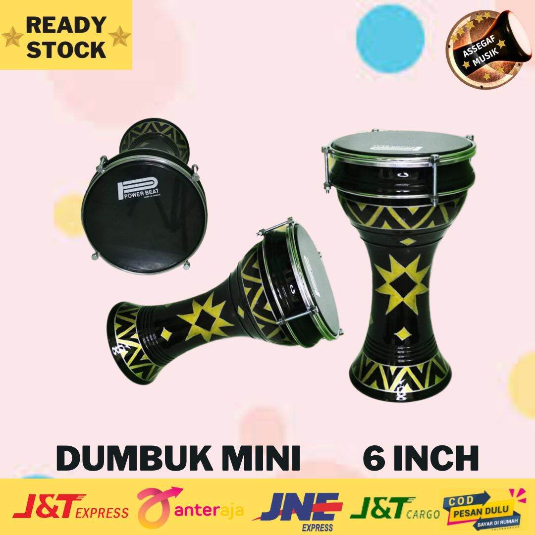 DARBUKA KAYU 8 INCH MURAH MOTIF BATIK MIKA POWER BEAT HITAM ALAT MUSIK