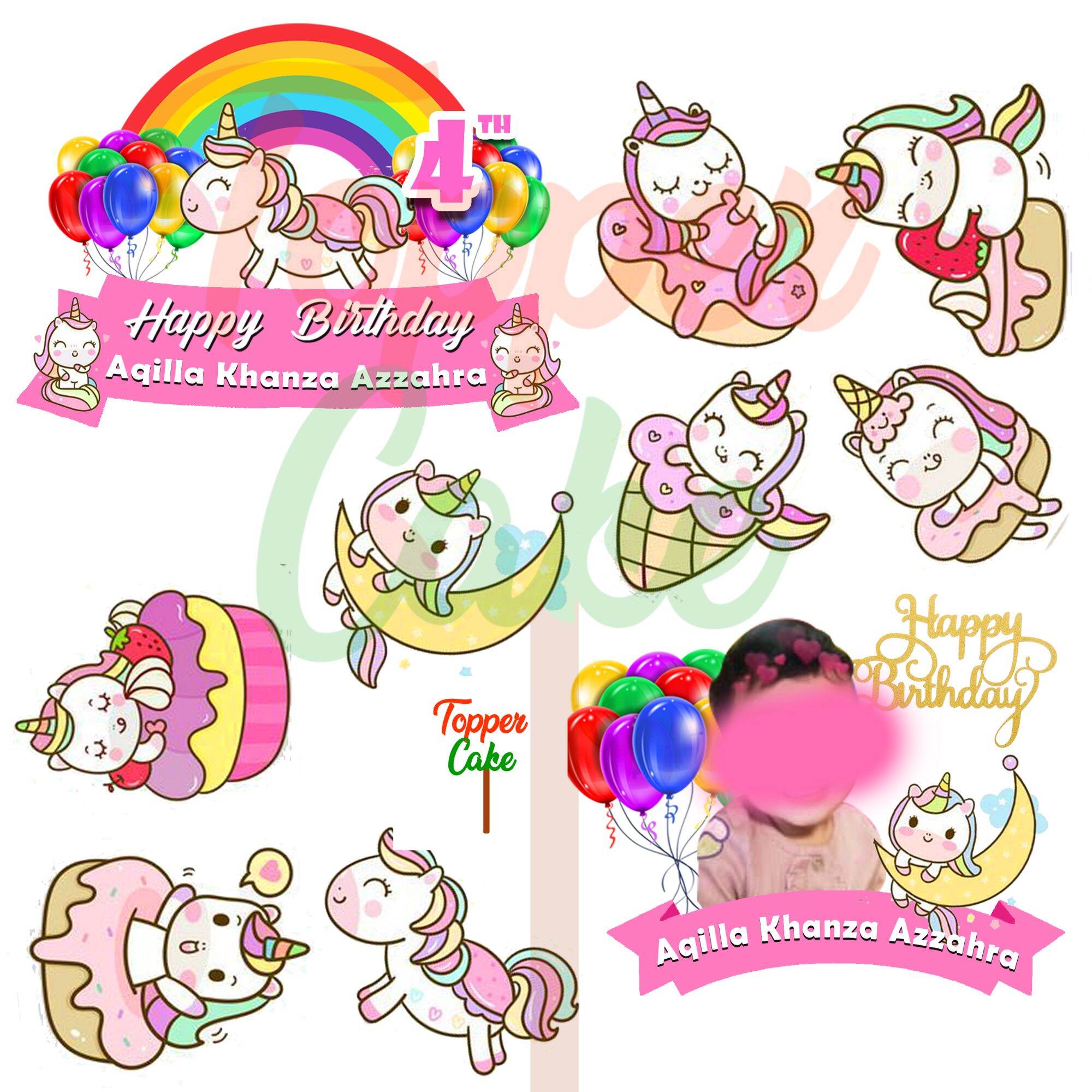 Topper Cake Kuda Poni gratis tambah nama, usia dan foto/Hiasan kue