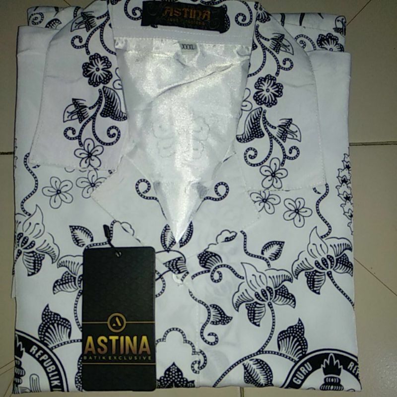Kemeja Batik Guru Hitam Putih PGRI FURING / Baju PGRI Wanita / Seragam ...