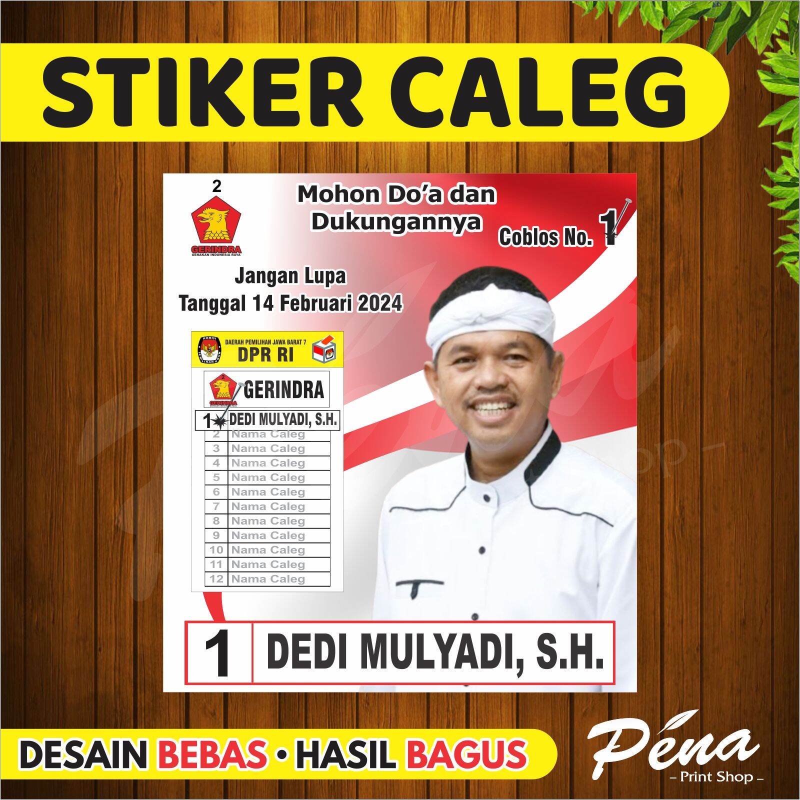 Sticker Stiker Caleg Cetak Stiker Caleg Legislatif Stiker Kampanye