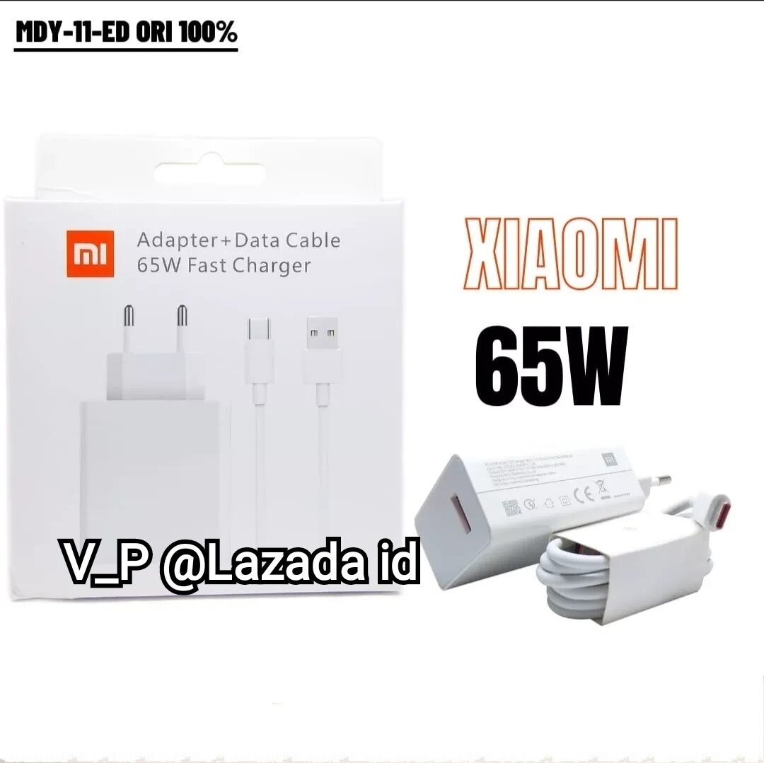 ORIGINAL 100% Charger Cas Xiaomi 65W 65Watt TURBO Fast Charging