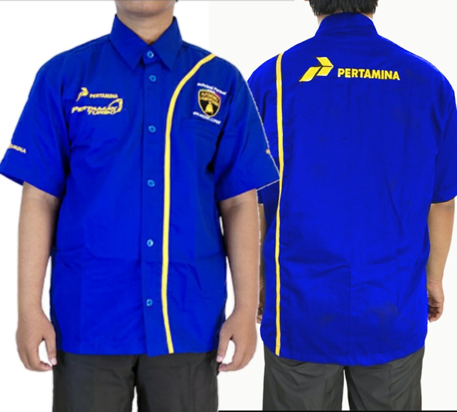 Baju Seragam PERTAMAX TURBO Biru | Kemeja Lengan Pendek Dan Panjang ...