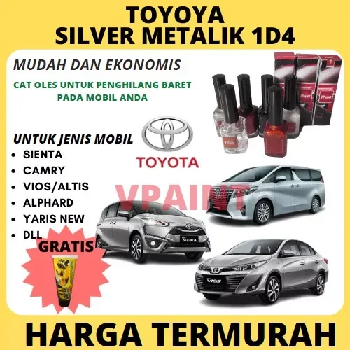 CAT OLES PENGHILANG BARET MOBIL TOYOTA SILVER METALIK 1D4 UNTUK SIENTA-/ ALPHARD / VIOS / ALTIS / YARIS OLD/NEW /CAMRY Harga 55,000 rupiah*Gratis Ongkir