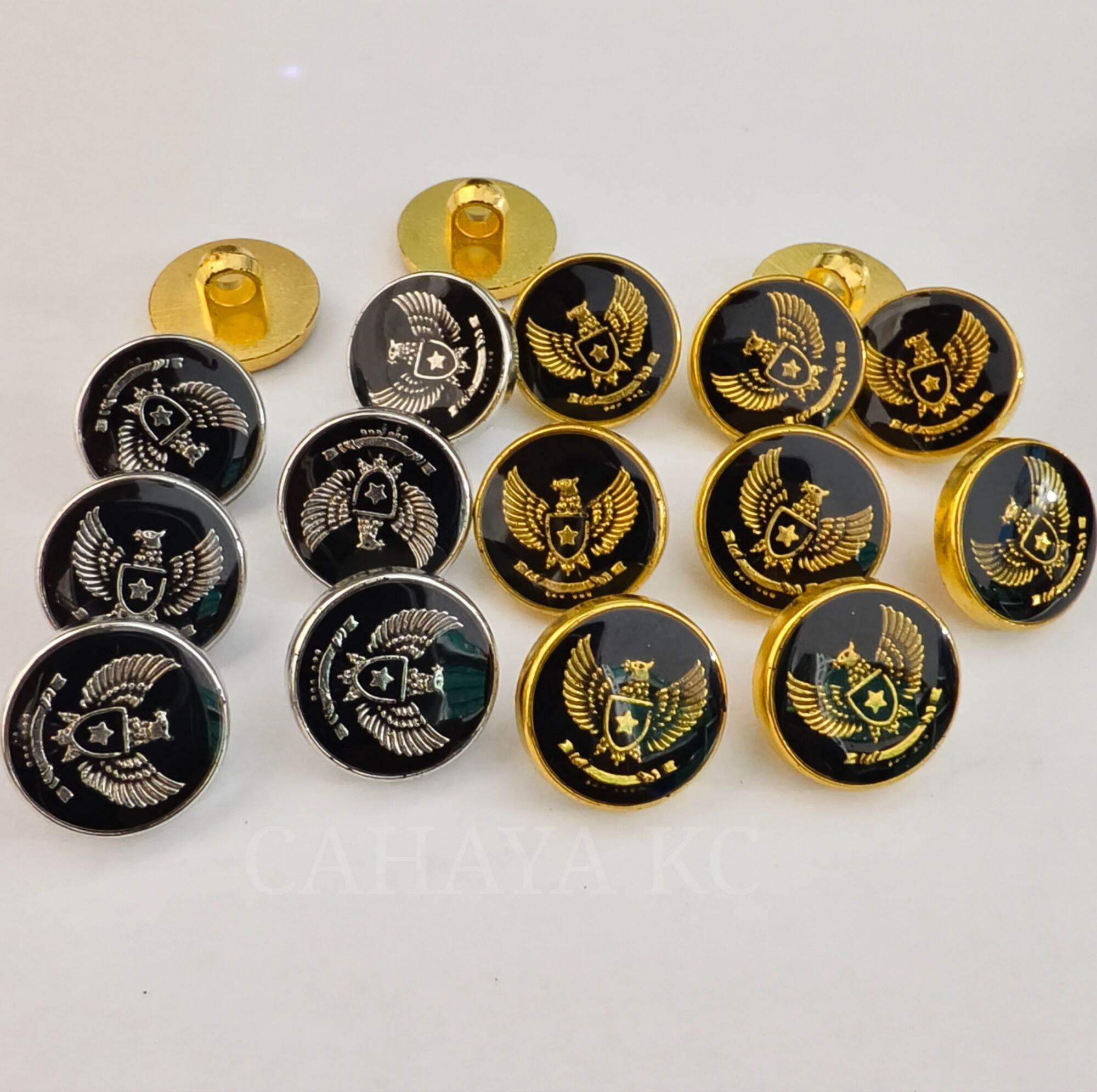 12 Pcs KANCING BAJU PDU DINAS GARUDA GOLD SILVER 24L 15 CENTIMETER