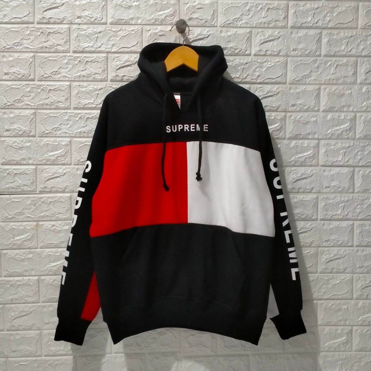 Red white and hot sale blue supreme hoodie