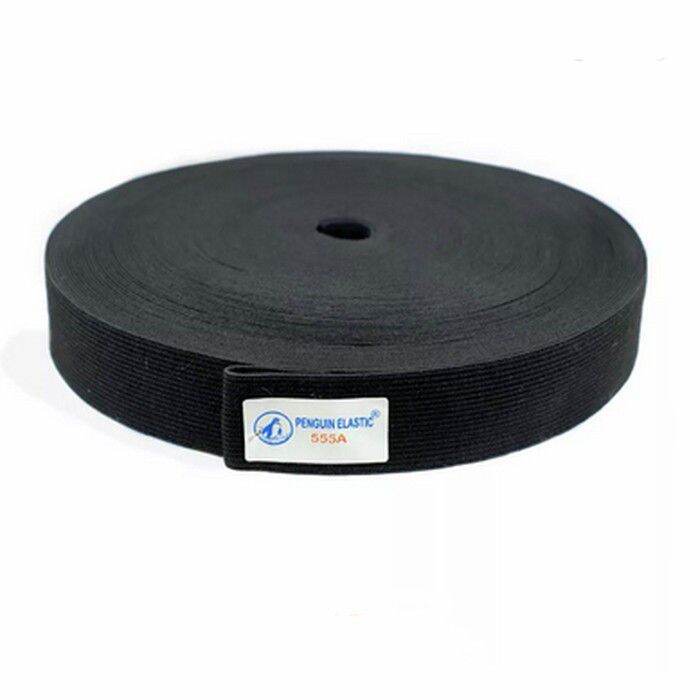 1 Roll Karet Elastis Penguin 3 cm (555A) warna Putih Hitam