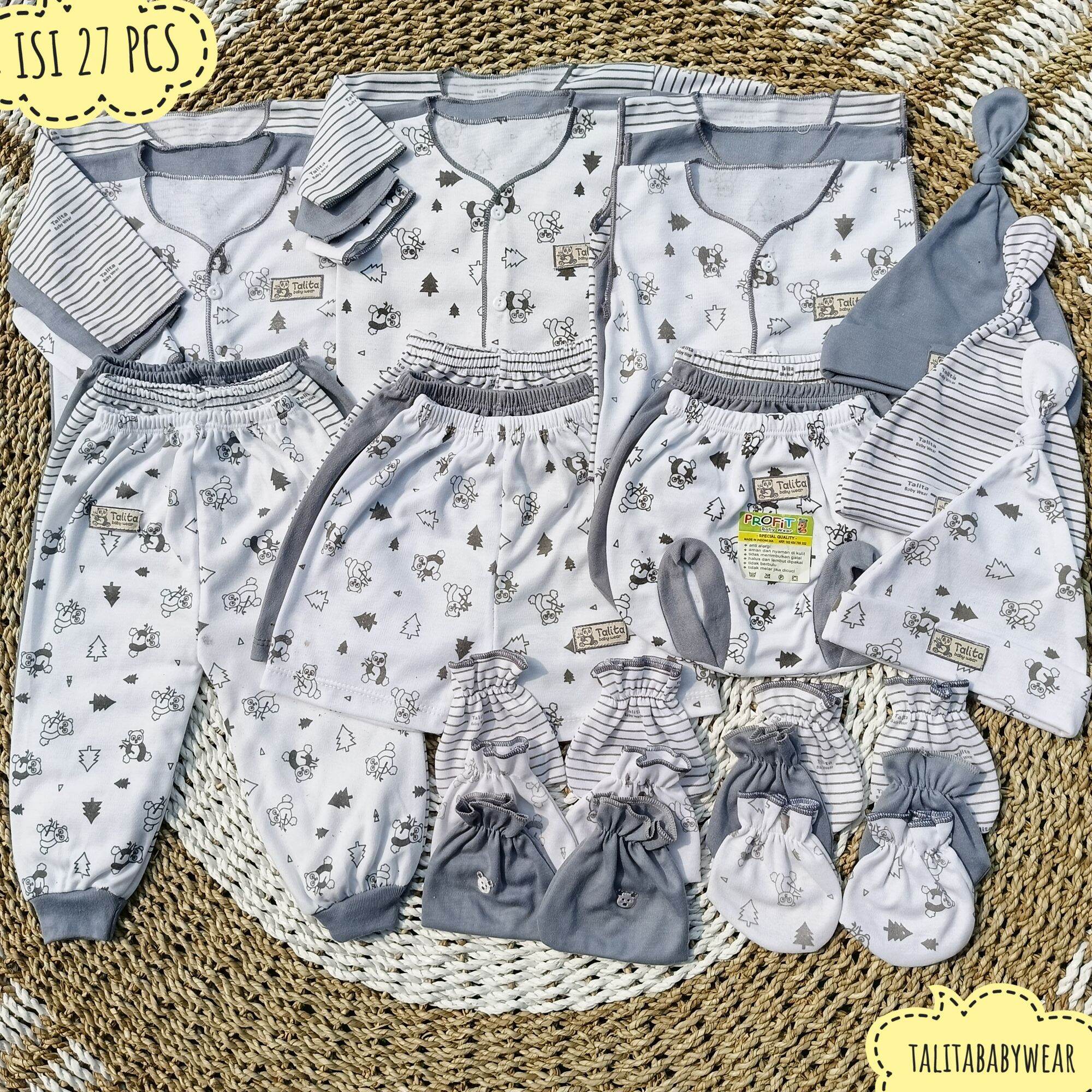 27 PCS Seri Abu Paket Hemat Perlengkapan Bayi Baru Lahir/Baju Bayi Newborn talitababywear