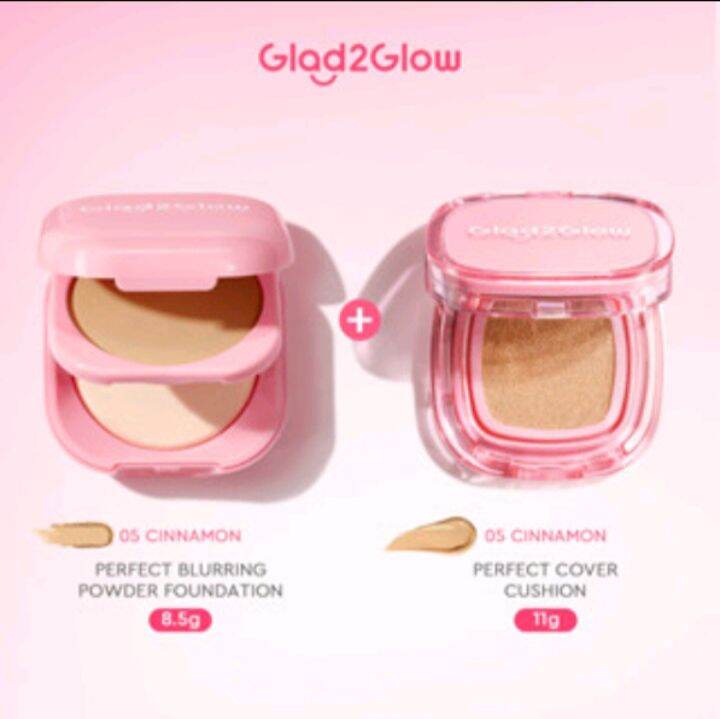 2 PCS GLAD2GLOW CUSHION BEDAK BASAH+COMPACT POWDER
