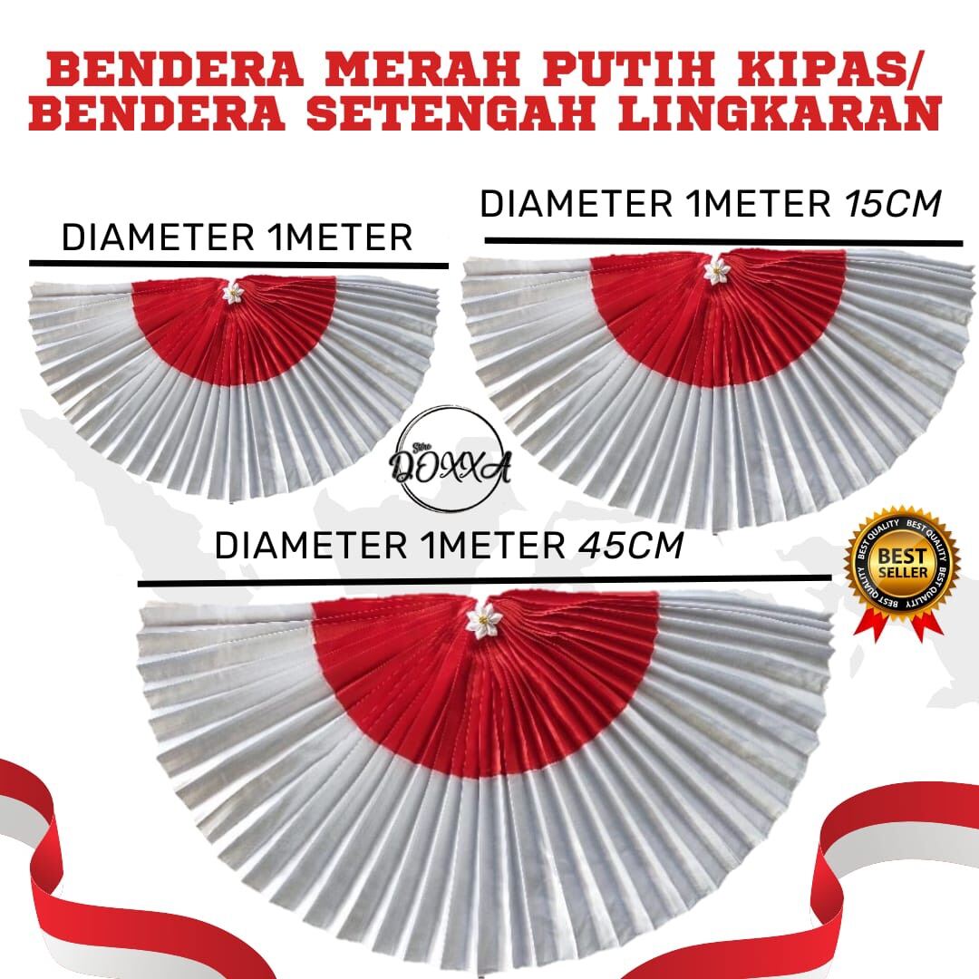 Bendera Merah Putih Kipas Setengah Lingkaran Melengkung | Lazada Indonesia