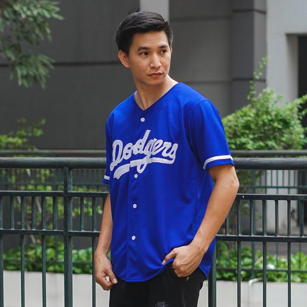 Baju Kaos Kemeja Jersey Baseball Pria & Wanita Dodgers - Dodgers Blue