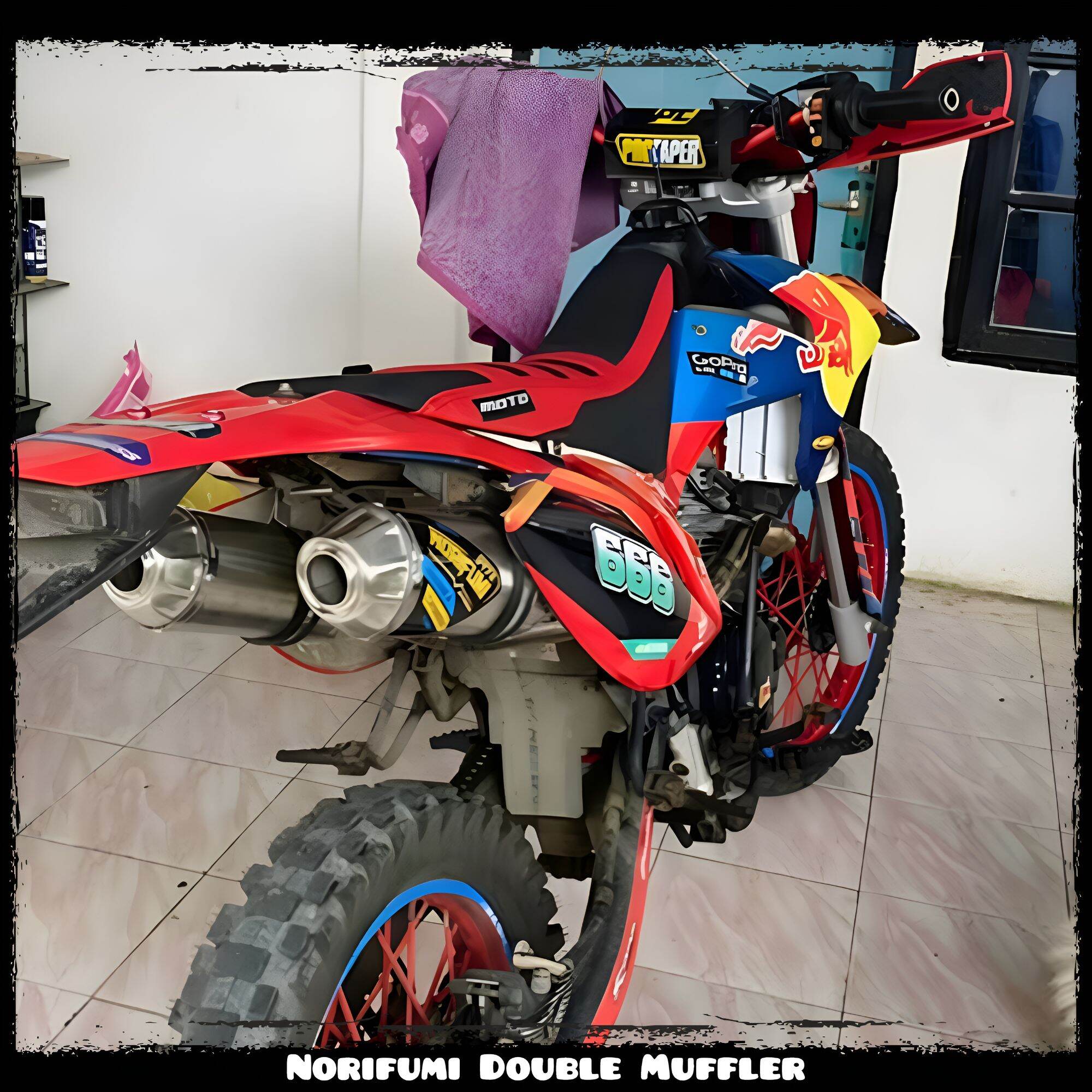 Knalpot Norifumi DOUBLE MUFFLER Cabang Dua KLX 140 KLX 150 CRF 150L WR 155 DTRACKER 150 Harga 1,625,000 rupiah*Gratis Ongkir