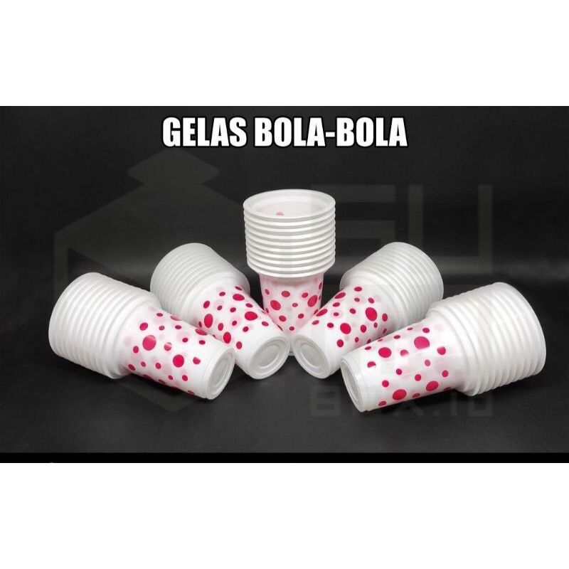 [1 pack isi 50 pcs]Gelas plastik cup bola-bola /gelas plastik polkadot ...