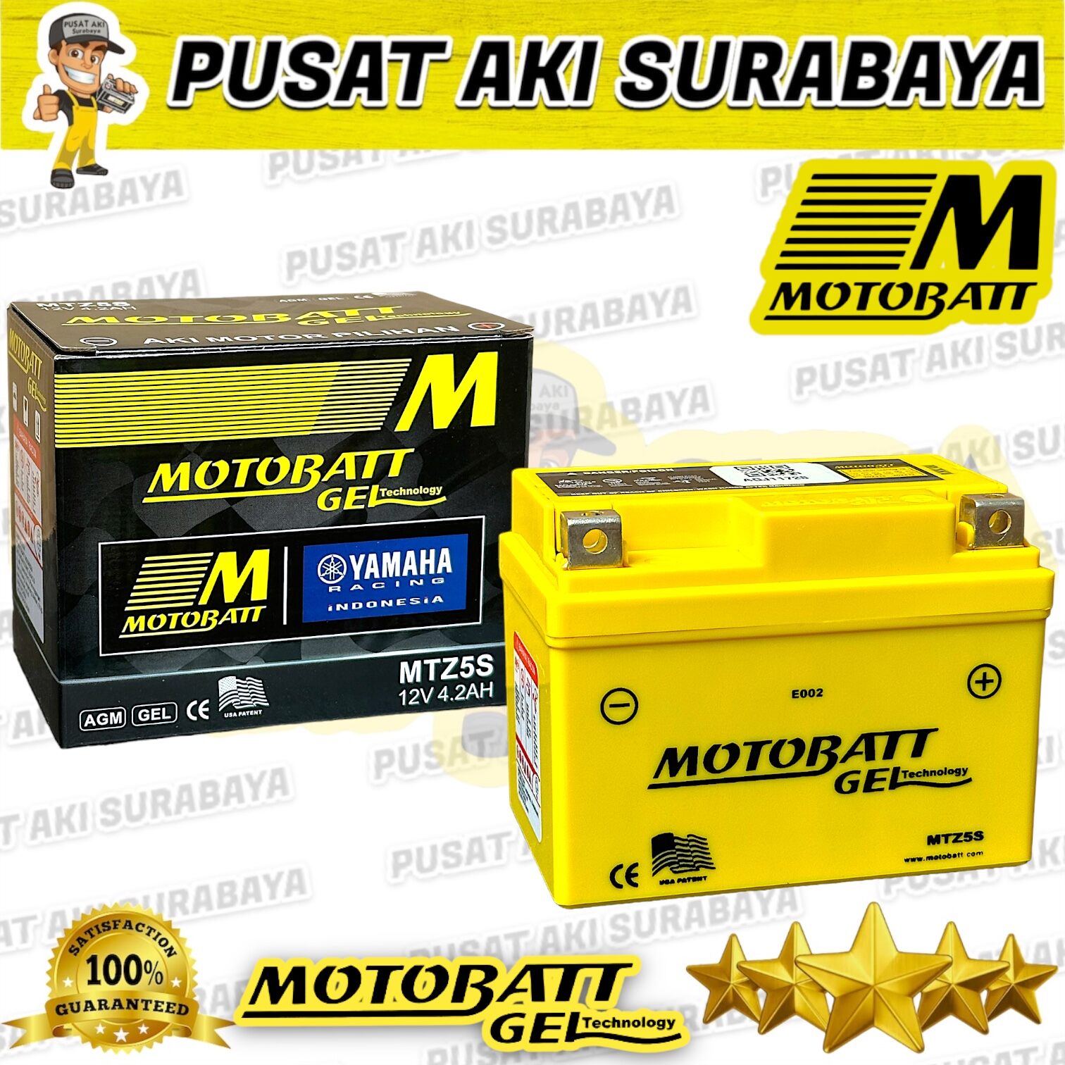 MOTOBATT MTZ5S AKI KERING GEL UMUR PANJANG DAN TAHAN GUNCANGAN ACCU