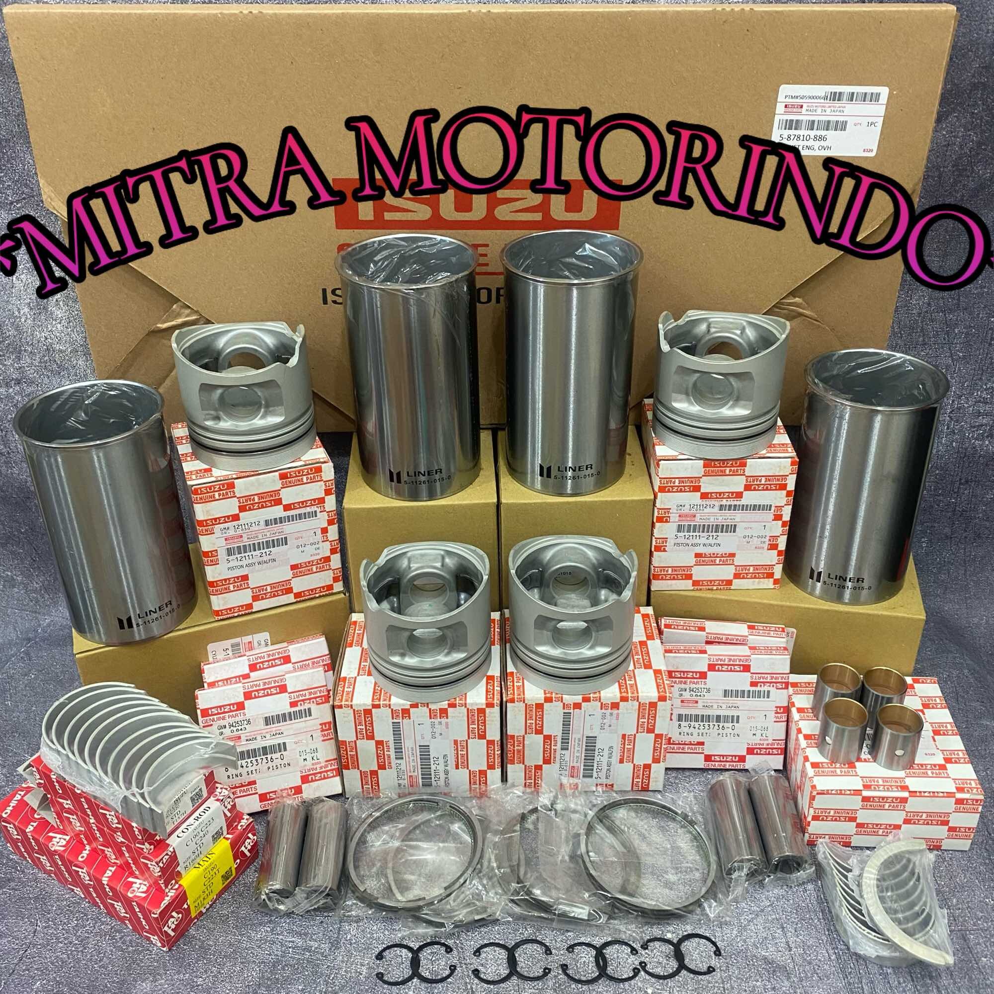 Paket Komplit Liner + Piston + Ring + Bushing + Paking Set + Metal Duduk +Metal Jalan + Metal Bulan Komplit Isuzu Panther 2.3cc C223 1Set STD Type A Harga 5,071,200 rupiah*Gratis Ongkir