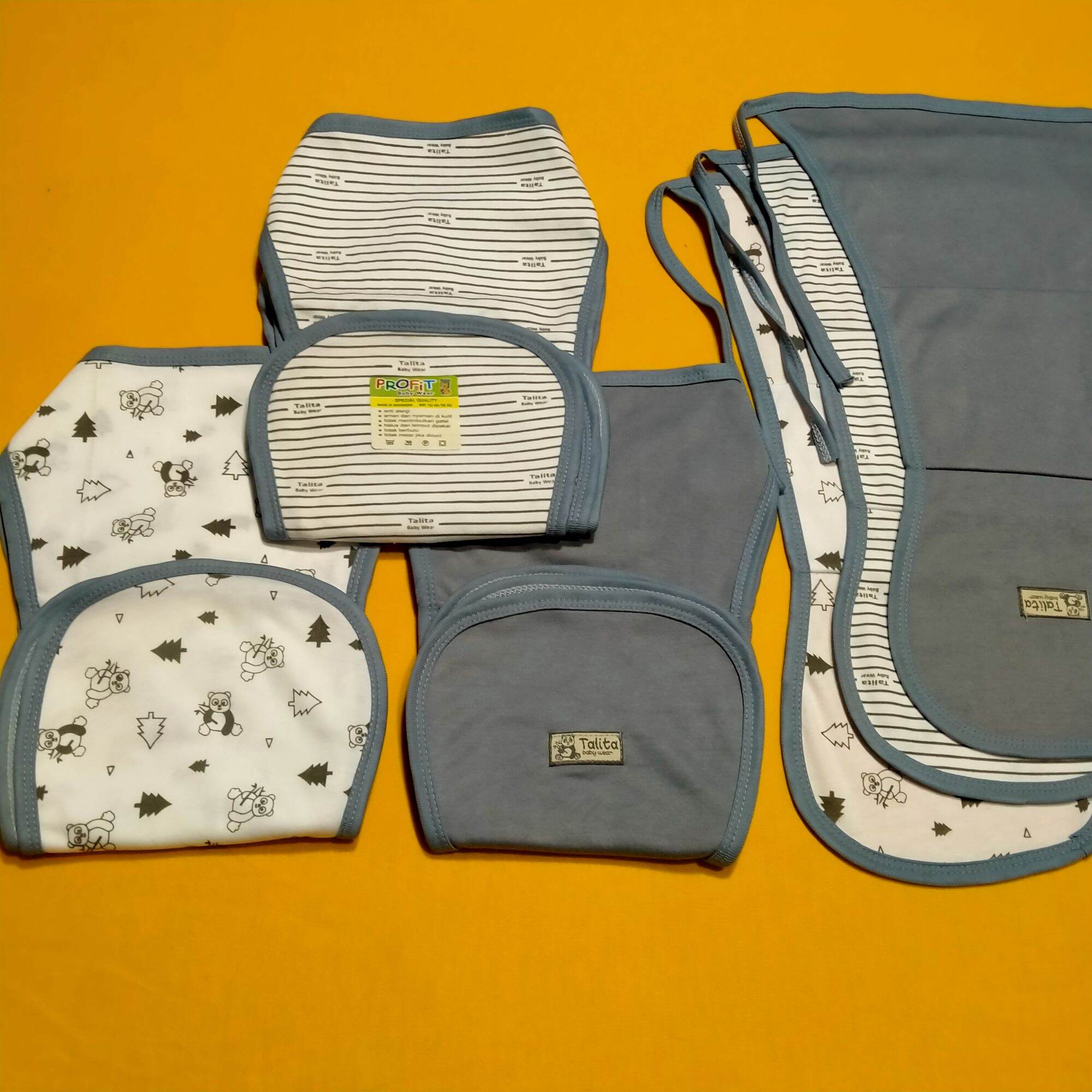 3 Pcs Dan 6 Pcs Talita Popok Bayi Doble Kain Cuci Ulang Seri Abu