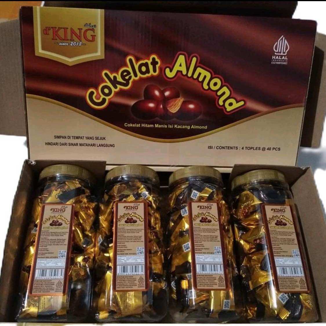 Almond chocolate D'King 1 box contains 4 jars expired April 2027