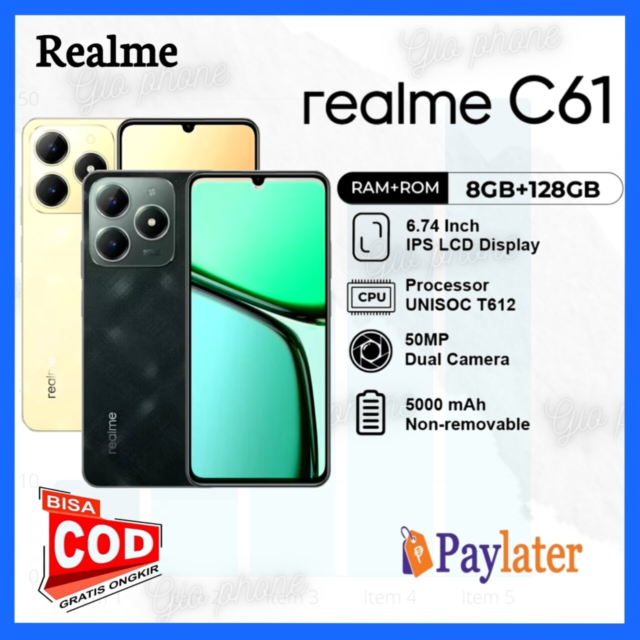 Realme C61 8/128 original realme garansi resmi 1tahun Harga  1,671,000 Ringgit*Penghantaran Percuma