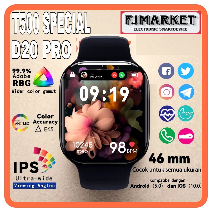JAM HP Pintar 4G T5oo Y68 D20 Bisa WA Smartwatch Android Anti AIR Dewasa Pria Wanita Anak Kids Anti AI…