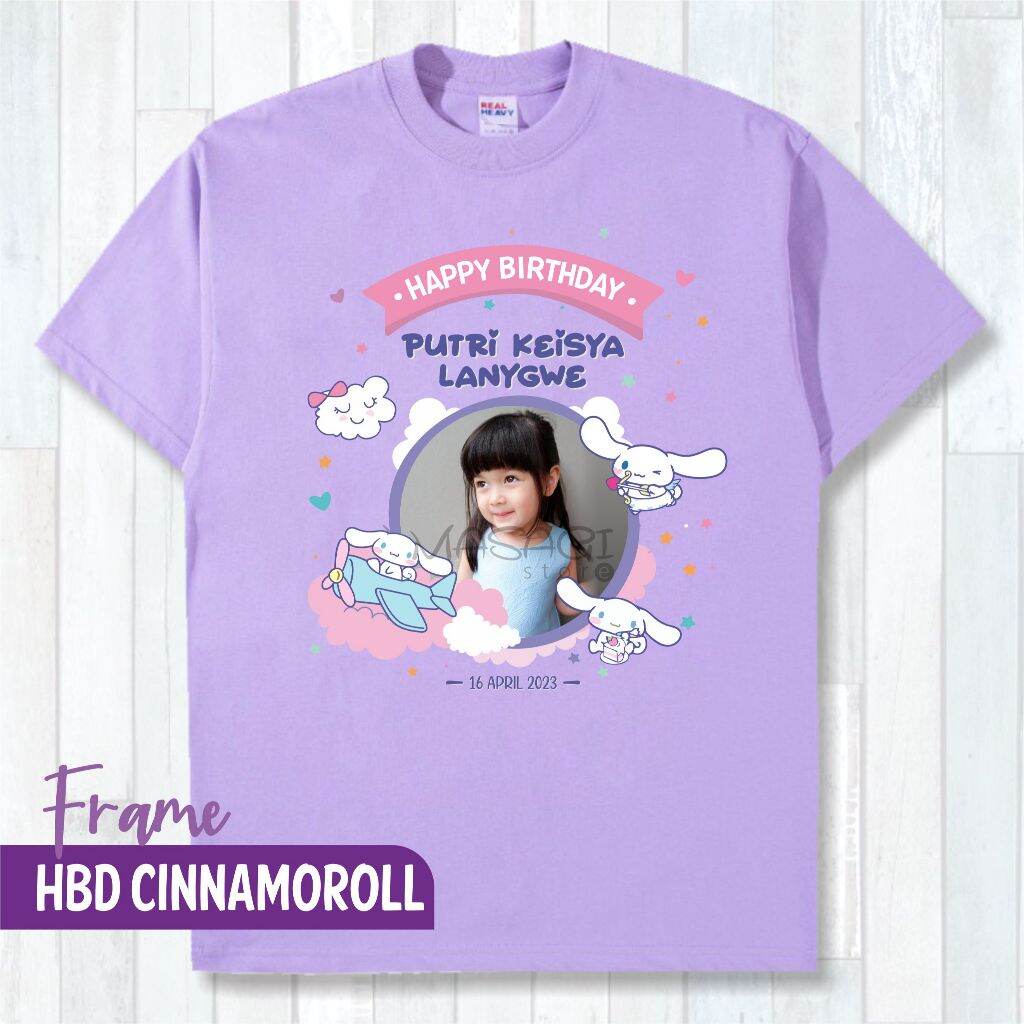 Kaos Ulang Tahun Couple Keluarga Motif Kuromi HBD Unicorn My Melody Cinnamoroll Gratis Cetak Foto & Na…