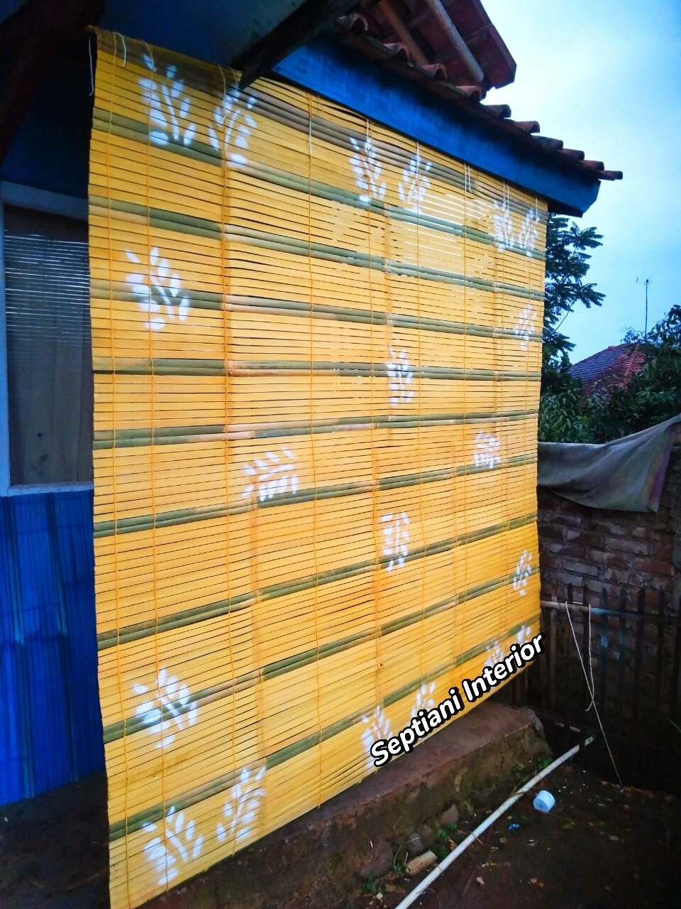Tirai bambu murah cat+Motip/kere penutup teras/Tirai bambu berkualitas/Penyekat Ruangan